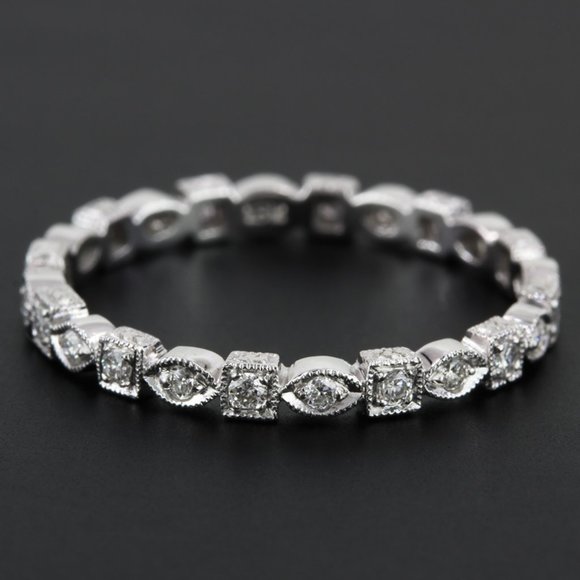 18k White Gold Diamond Stackable / Anniversary Eternity Ring Band by Jolie - Picture 1 of 6